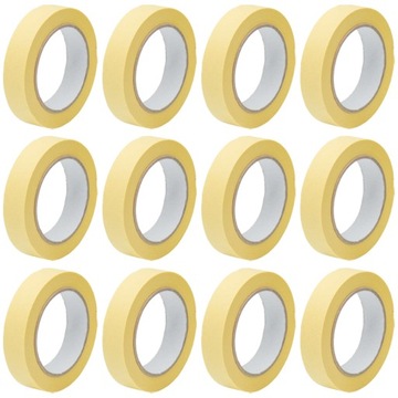 12x TAŚMA MASKUJĄCA PAPIEROWA 19MM 25M WYTRZYMAŁA TAŚMA LAKIERNICZA GP