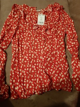 Bluzka czerwona kwiatowa damska (34) Orsay