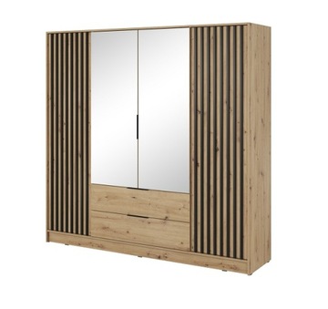 Szafa z lustrem lamele 206 cm garderoba artisan