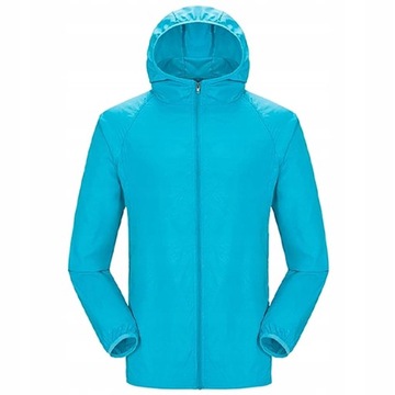 KURTKA PRZECIWDESZCZOWA Z KAPTUREM WIATRÓWKA LEKKA UNISEX NIEBIESKA XXXL