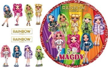 opłatek na tort laleczki RAINBOW HIGH + 8 postaci