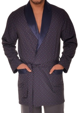 Elegancka cienka bonżurka męska - szlafrok RE-503 Granatowy - XXL