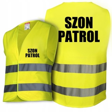 KAMIZELKA Z NADRUKIEM SZON PATROL - NAPIS PRZÓD I TYŁ rozm. XL