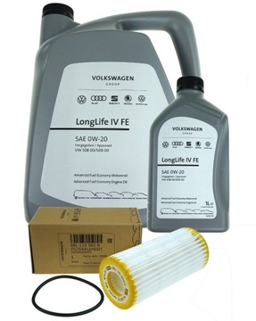 OLEJ 0W20 LONGLIFE IV VW 6L + FILTR OLEJU 06L115562B OE 1.8 2.0 TSI TFSI