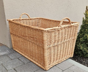 Duży Kosz wiklinowy NATURALNY koszyk na DREWNO Pojemnik