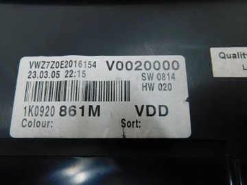 PŘÍSTROJOVÁ DESKA 1K0920861M VW GOLF V 5 PLUS 1.9 TDI