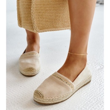 Beżowy Skóra ekologiczna Buty Espadryle r.38