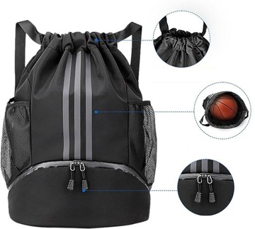 Спортивная сумка-рюкзак для футбола на шнурке, 16x33x45CM