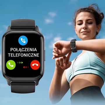SMARTWATCH ZEGAREK POLSKIE MENU ROZMOWY SPORT SMART WATCH DAMSKI BLACK