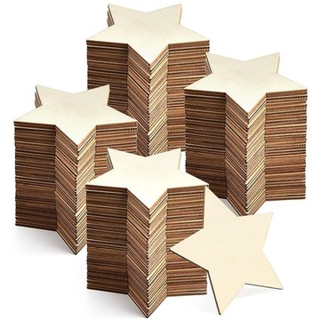 Scrapki GWIZADY ze sklejki 200SZT Drewniane GWIAZDKI do stroików 5x5cm