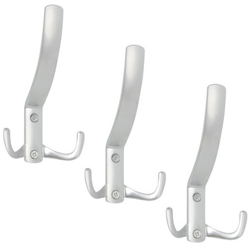 3x HACZYK NA UBRANIA WIESZAK ŚCIENNY WIESZAK MEBLOWY CHROM MAT