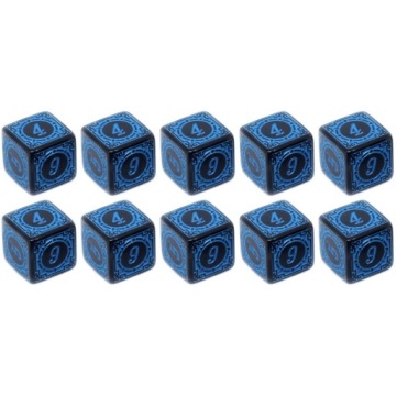 ZESTAW 10 KOSTEK K6 RPG KOŚĆ SZEŚCIOŚCIENNA ŚWIĄTYNIA WODY 1,6 CM