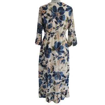 Sukienka asymetryczna letnia zwiewna kolorowa z gumką wiązana włoska jakość