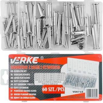 ШТИФТЫ С ГОЛОВКОЙ ЦИЛИНДРА И ОТВЕРСТИЕМ, РАЗМЕРЫ РАЗМЕРОВ НАБОР ШТИФТОВ 60 ​​ШТ.