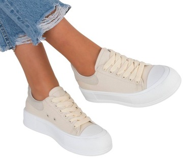 7274 BEŻOWE SNEAKERSY TRAMPKI PLATFORMA 40
