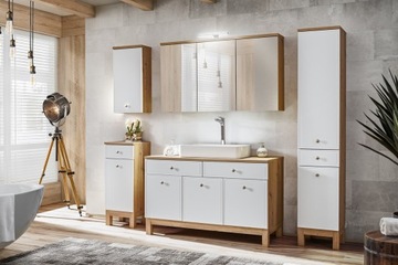 КОМПЛЕКТ МЕБЕЛИ ДЛЯ ВАННОЙ КОМНАТЫ ШКАФ 90 СМ + СТОЛЕШНИЦА