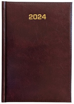 Kalendarz książkowy 2024 terminarz A5 DZIENNY BORDOWY