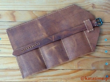 ETUI podróżne roller bag pokrowiec na 3 zegarki skóra brązowy SUPER PREZENT