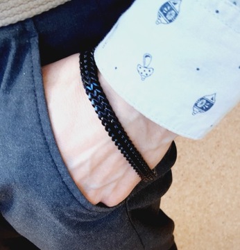 Новый браслет из нержавеющей стали черного цвета с магнитной застежкой - 21 см.