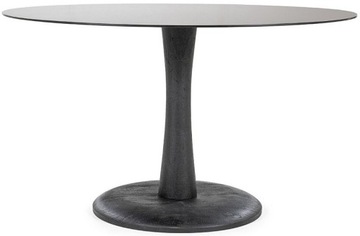 Stół Ø130x76 cm czarny - blat szklany