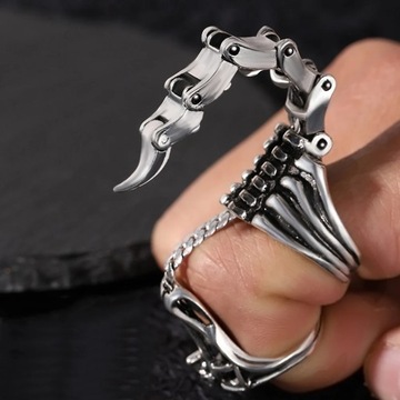 Кольцо с когтями, подвижное кольцо на полный палец, скорпион, змеевик