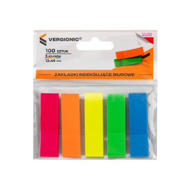 KOLOROWE ZAKŁADKI INDEKSUJĄCE 45x12mm 100sztuk