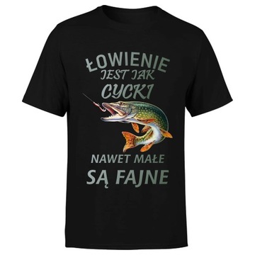 Koszulka męska z nadrukiem dla wędkarza wędkarz ryby 5XL