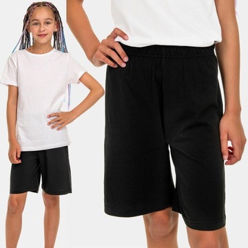 Dziewczęce SPODENKI Szorty W-F SZKOŁA czarne 134