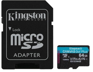 Kingston microSD Canvas Go! Плюс 64 ГБ, MicroSD, флэш-память 10 класса, ada