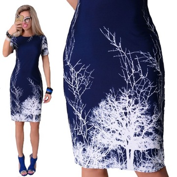 ELEGANCKA SUKIENKA MIDI GRANAT DZIANINA MOTYW DRZEWA CUD STRECZ do4XL 202