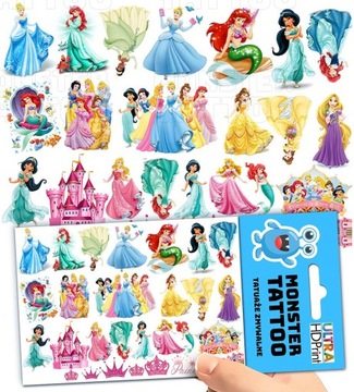 TATUAŻE ZMYWALNE TYMCZASOWE DLA DZIECI KSIĘŻNICZKI WZORY ORYGINALNE