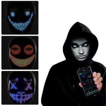 СМЕННАЯ МАСКА ДЛЯ ХЭЛЛОУИНА СВЕТЯЩАЯСЯ СВЕТОДИОДНАЯ ПРОГРАММИРУЕМАЯ УПРАВЛЕНИЕ ЖЕСТАМИ ПРИЛОЖЕНИЯ