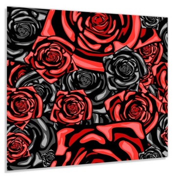 Szkło hart 60x50 Czerwone i szare róże + KLEJ