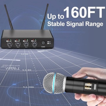 Комплект из 4 беспроводных микрофонов Depusheng R4 UHF с 4-микрофонным передатчиком