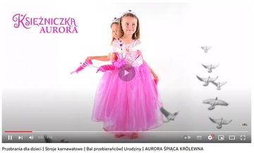 STRÓJ KARNAWAŁOWY AURORA ANDRZEJKI SUKIENKA + AKCESORIA DZIECI PRZEBRANIE