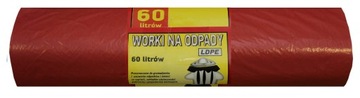Worki na odpady śmieci 60l 20 szt. czerowne grube