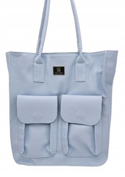 Laura Biaggi pojemna torebka shopper dwie kieszenie niebieski błękit AB319