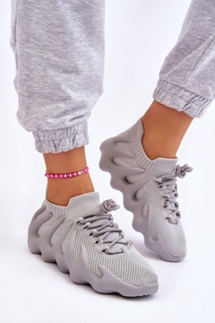Szare wsuwane sneakersy streczowe skarpeta roz. 37