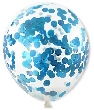 BALON Z KONFETTI KÓŁKA BŁĘKITNE NA URODZINY 30 CM