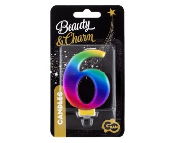 Свічка цифра 6 BEAUTY&CHARM GALAXY 8 см