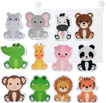 ZABAWKI DO KĄPIELI PUZZLE PIANKOWE DO WANNY + SIATKA NA ZABAWKI KĄPIELOWE