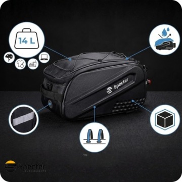 ВЕЛОСИПЕДНАЯ СУМКА SPECTER 14L ВОДОНЕПРОНИЦАЕМАЯ ДЛЯ БУТЫЛКИ С ОТРАЖАТЕЛЯМИ НА ЛИПУЧКЕ