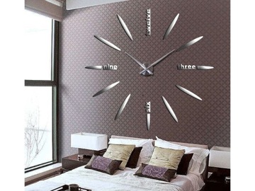НАСТЕННЫЕ ЧАСЫ XXL СОВРЕМЕННЫЙ ДИЗАЙН DIY 3D 70-130см НАКЛЕЙКА НА СТЕНУ