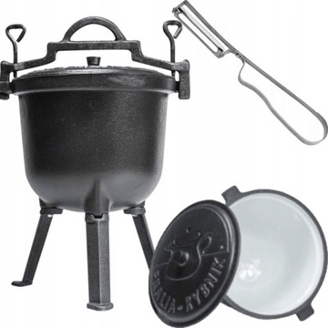 KOCIOŁEK ŻELIWNY emalia GARNEK myśliwski węgierski pieczonki 10L OGNISKO