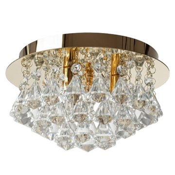 Lampa Sufitowa Kryształowa Plafon Glamour Złota