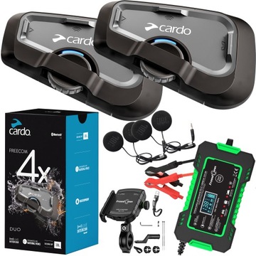 INTERKOM MOTOCYKLOWY CARDO FREECOM 4X DUO JBL + PROSTOWNIK + UCHWYT