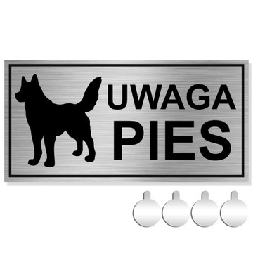 NIERDZEWNA Tabliczka UWAGA PIES 10x20 Aluminium + przylepce