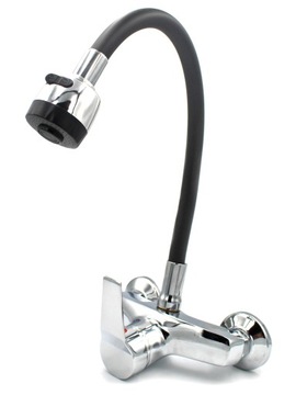 Настенная кухонная батарея гибкая подвижная носика с гибкой хромированным черным