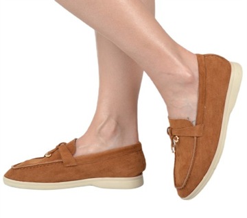 ELEGANCKIE DAMSKIE LORDSY ZAMSZOWE MOKASYNY BRĄZOWE