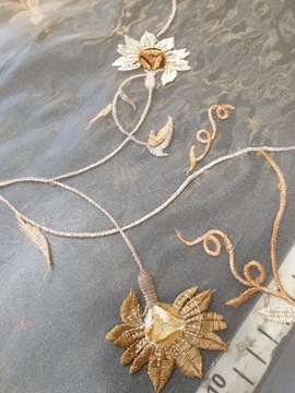 OBL 11 Штора с вышивкой бежевого цвета, высота 280 см.